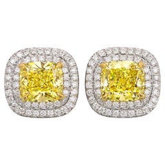 Tiffany & Co. Soleste Platin & 18K Fancy Vivid Yellow Cushion Ohrstecker