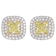 Tiffany & Co. Orecchini Soleste in platino e oro 18 carati con diamanti gialli a forma di cuscino