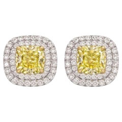 Tiffany & Co. Soleste Platinum & 18K Yellow Gold Fancy Intense Yellow Studs