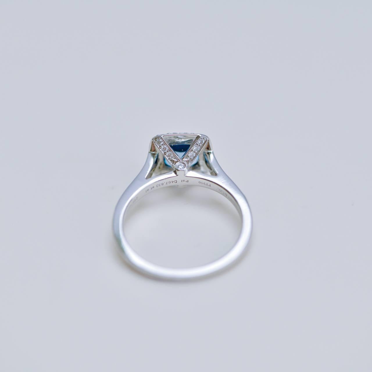 Tiffany & Co. Soleste Platin Aquamarin und Diamant Ring Größe 51 für Damen oder Herren im Angebot