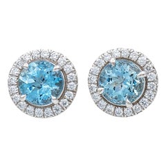 Tiffany & Co. Soleste Platin-Ohrstecker mit Aquamarin und Diamanten