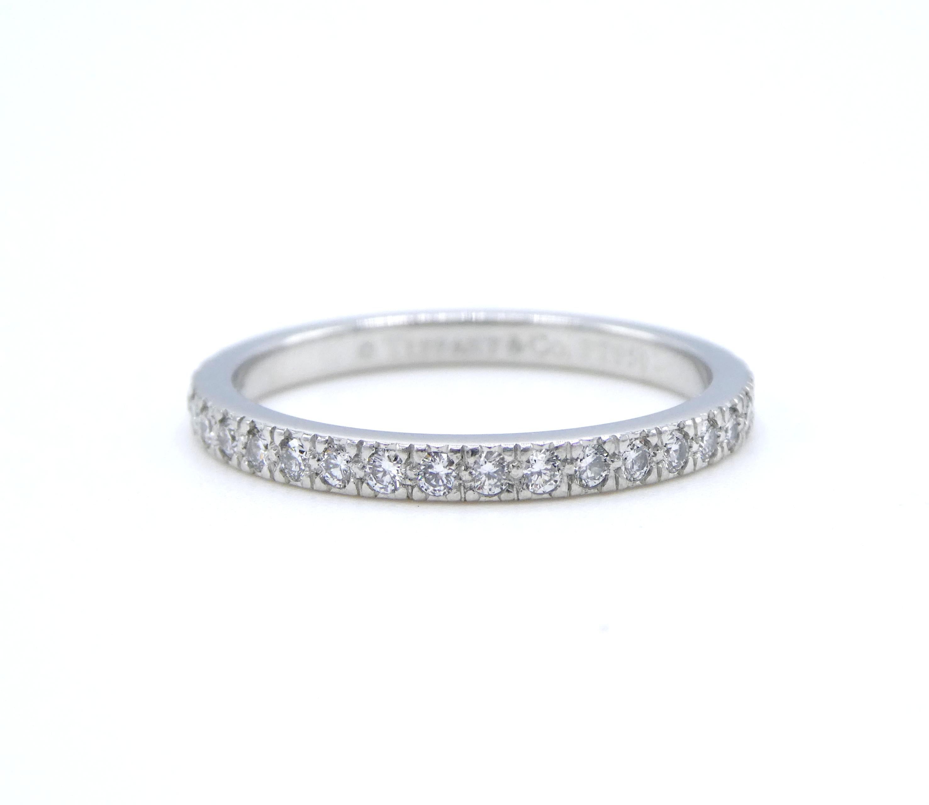 Tiffany & Co. Soleste Platinum Carat Round Diamond Eternity Band Wedding Ring 1