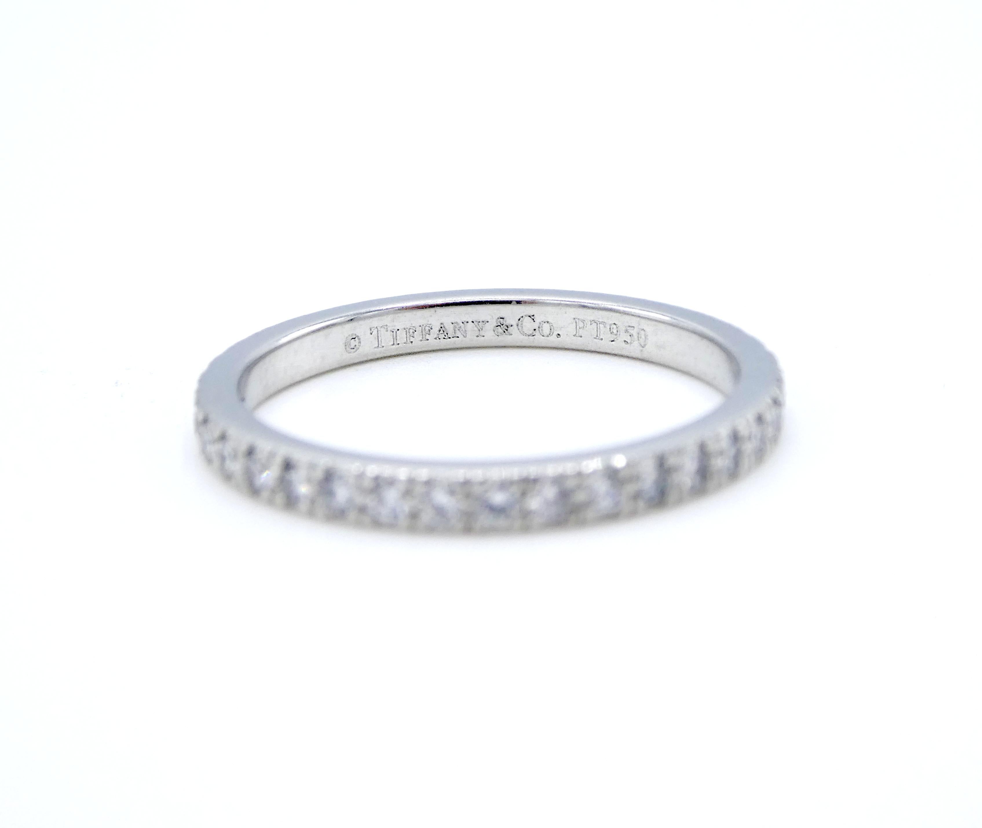 Tiffany & Co. Soleste Platinum Carat Round Diamond Eternity Band Wedding Ring 2