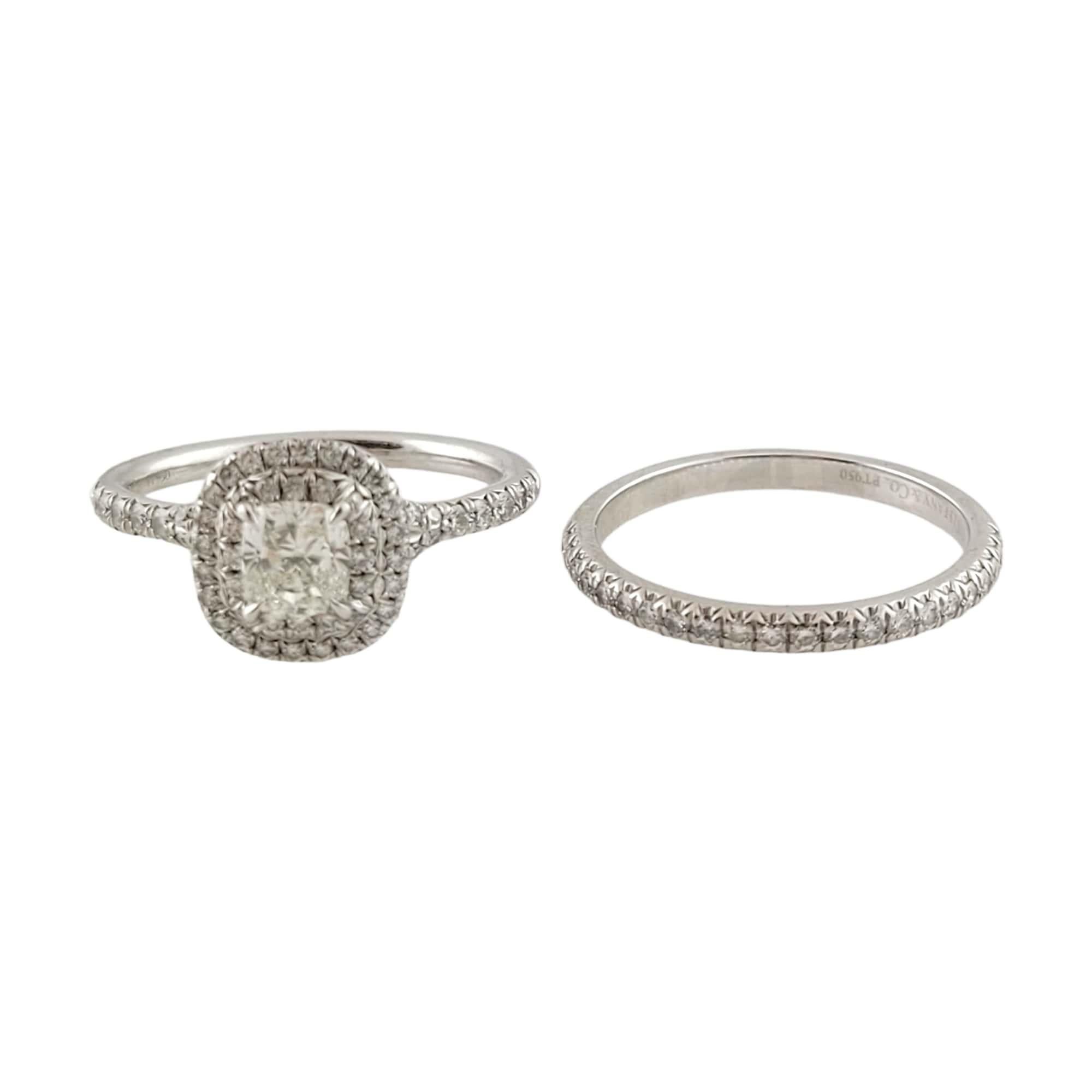 Tiffany & Co. Soleste, bague de fiançailles double halo de diamants taille coussin en platine 2
