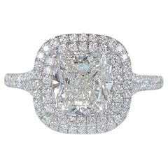 Tiffany & Co. Soleste Platinum Cushion Diamond Double Halo Engagement Ring