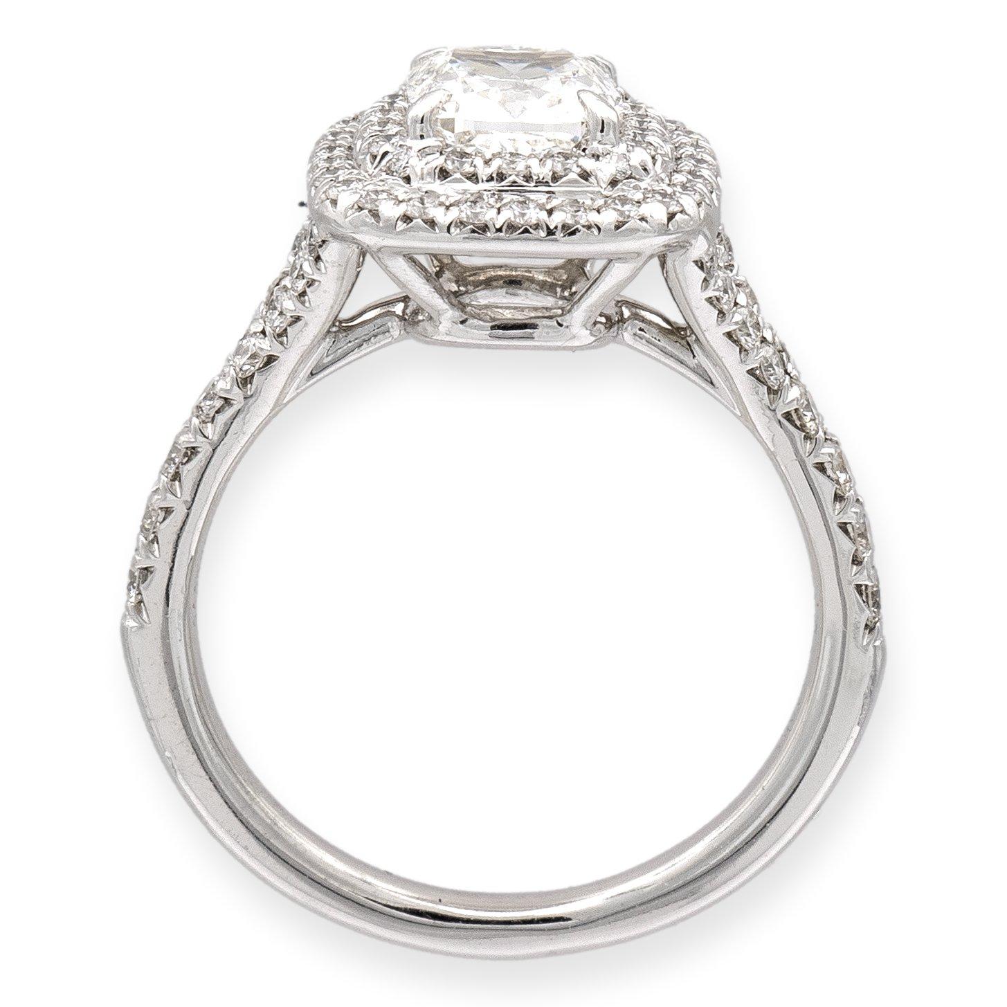 Modern Tiffany & Co. Soleste Platinum Cushion Diamond Engagement Ring 1.02Cts Ttl GVVS2