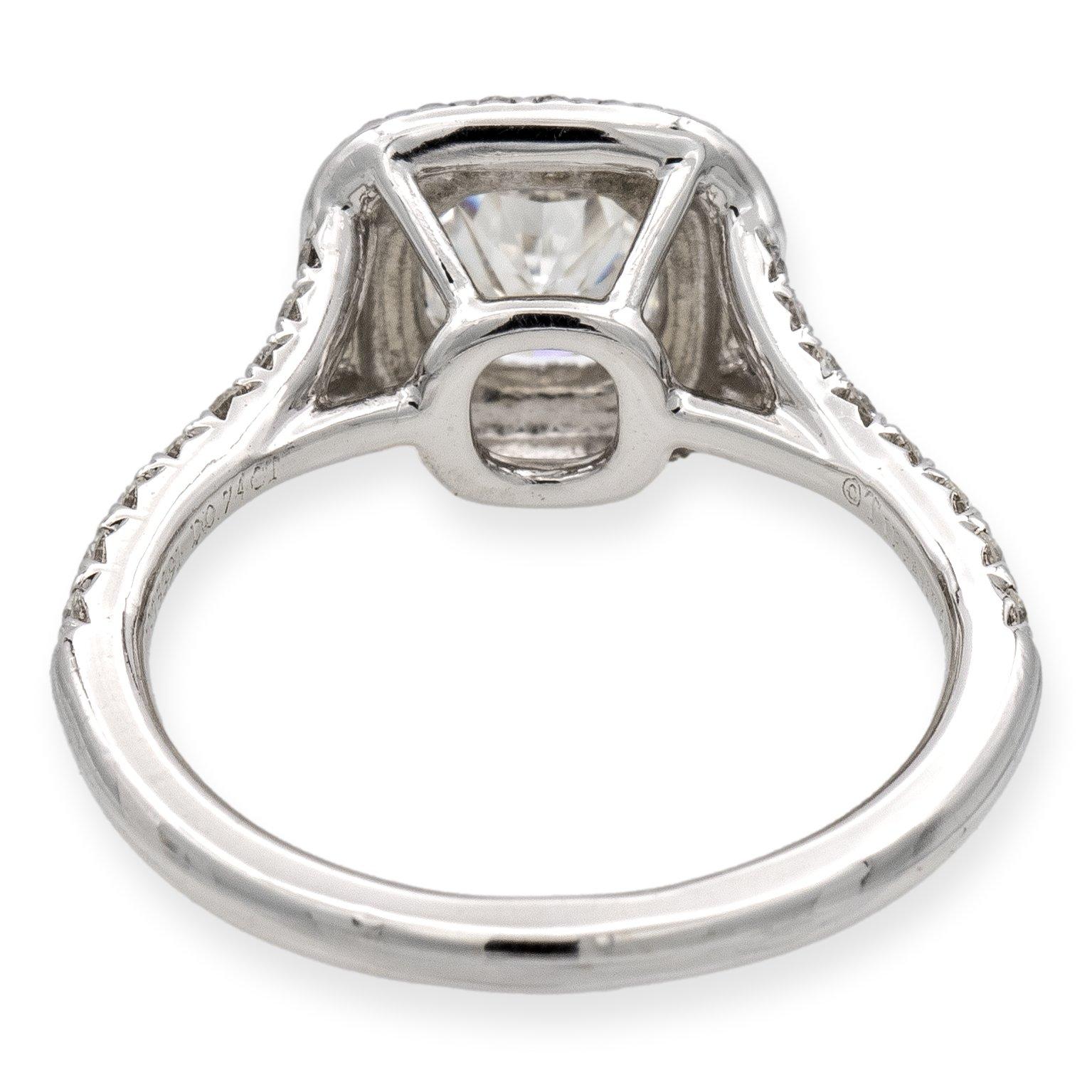 Women's Tiffany & Co. Soleste Platinum Cushion Diamond Engagement Ring 1.02Cts Ttl GVVS2