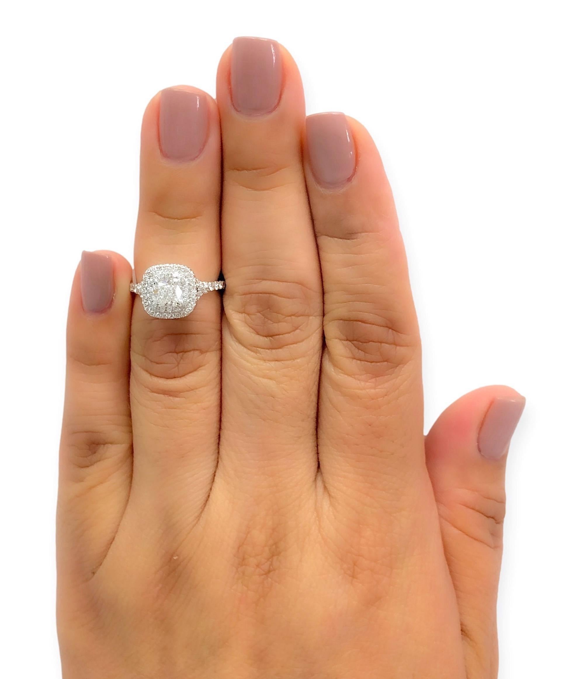 Tiffany & Co. Soleste Platinum Cushion Diamond Engagement Ring 1.02Cts Ttl GVVS2 1