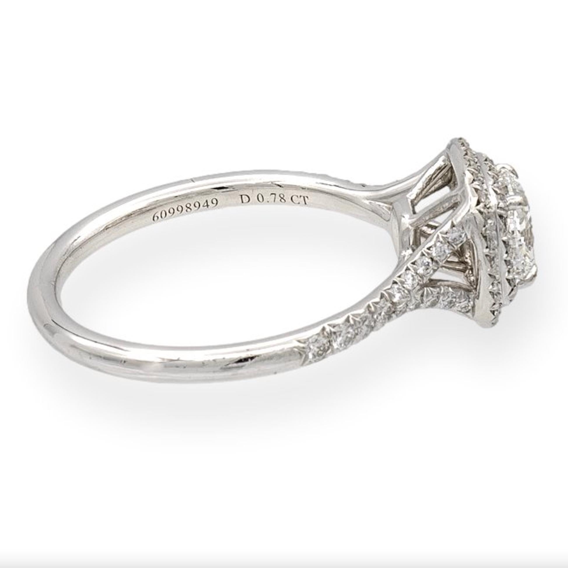 Cushion Cut Tiffany & Co. Soleste Platinum Cushion Diamond Engagement Ring 1.13Cts TW FVVS2
