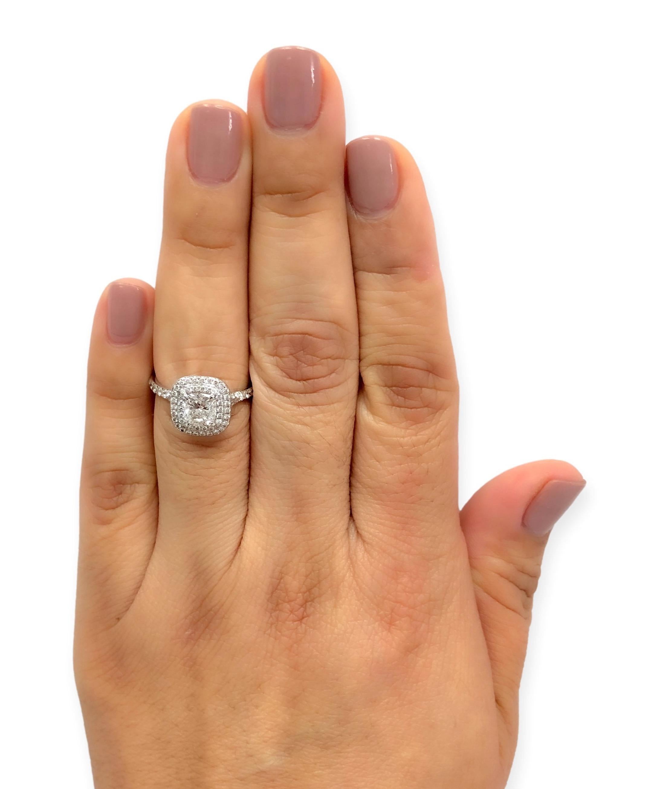 Women's Tiffany & Co. Soleste Platinum Cushion Diamond Engagement Ring 1.13Cts TW FVVS2