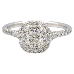Tiffany & Co. Soleste Platinum Cushion Diamond Engagement Ring 1.13Cts TW FVVS2