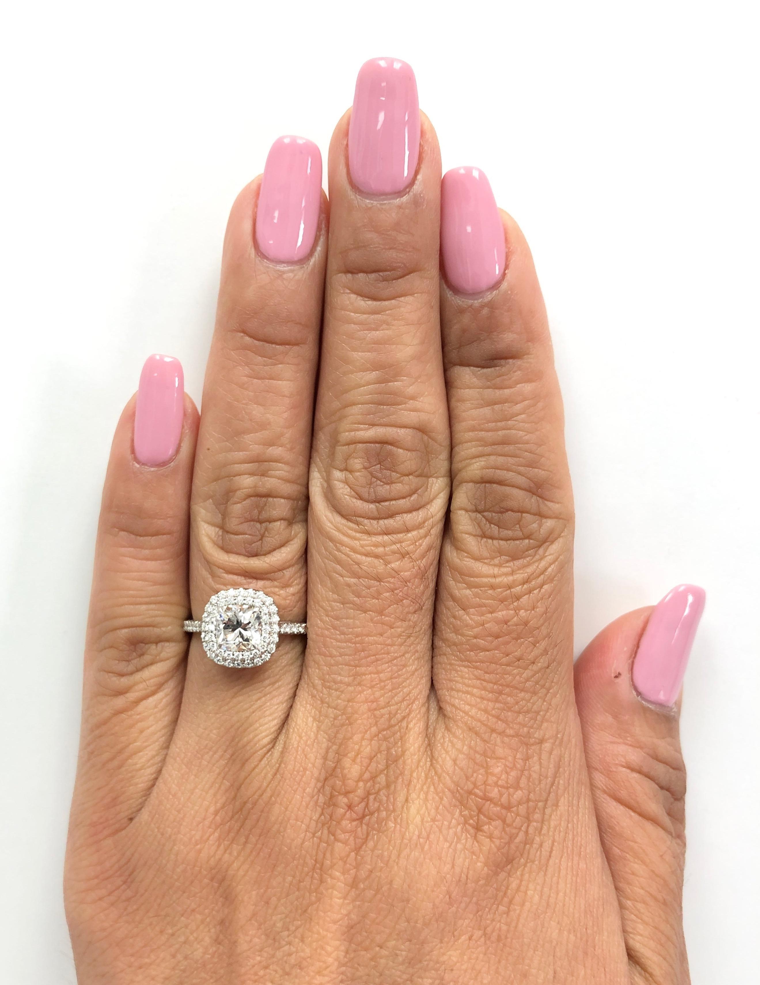 Tiffany & Co. Soleste Platinum Cushion Diamond Engagement Ring 1.55Cts Total IVS 6