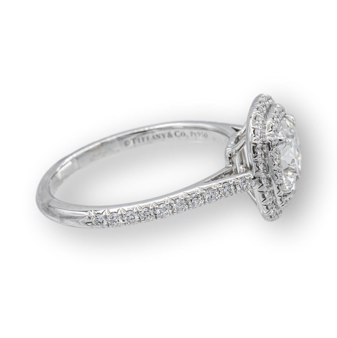 Modern Tiffany & Co. Soleste Platinum Cushion Diamond Engagement Ring 1.55Cts Total IVS