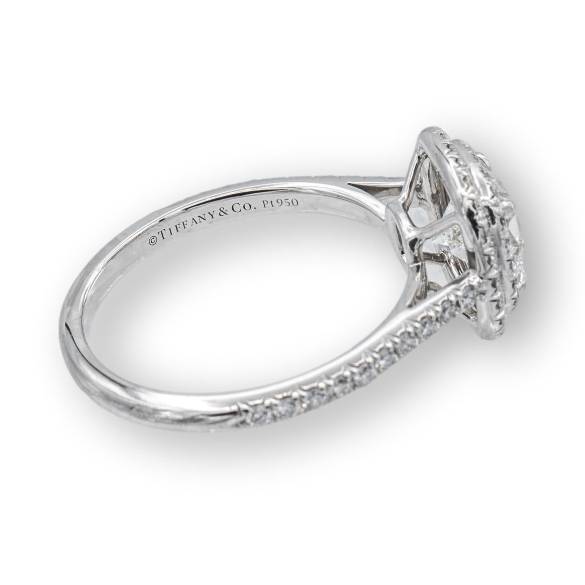 Cushion Cut Tiffany & Co. Soleste Platinum Cushion Diamond Engagement Ring 1.55Cts Total IVS