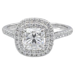 Tiffany & Co. Soleste Platinum Cushion Diamond Engagement Ring 1.55Cts Total IVS