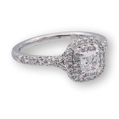 Tiffany & Co. Soleste Platinum Cushion Diamond Engagement Ring .75Cts Ttl D-E VV
