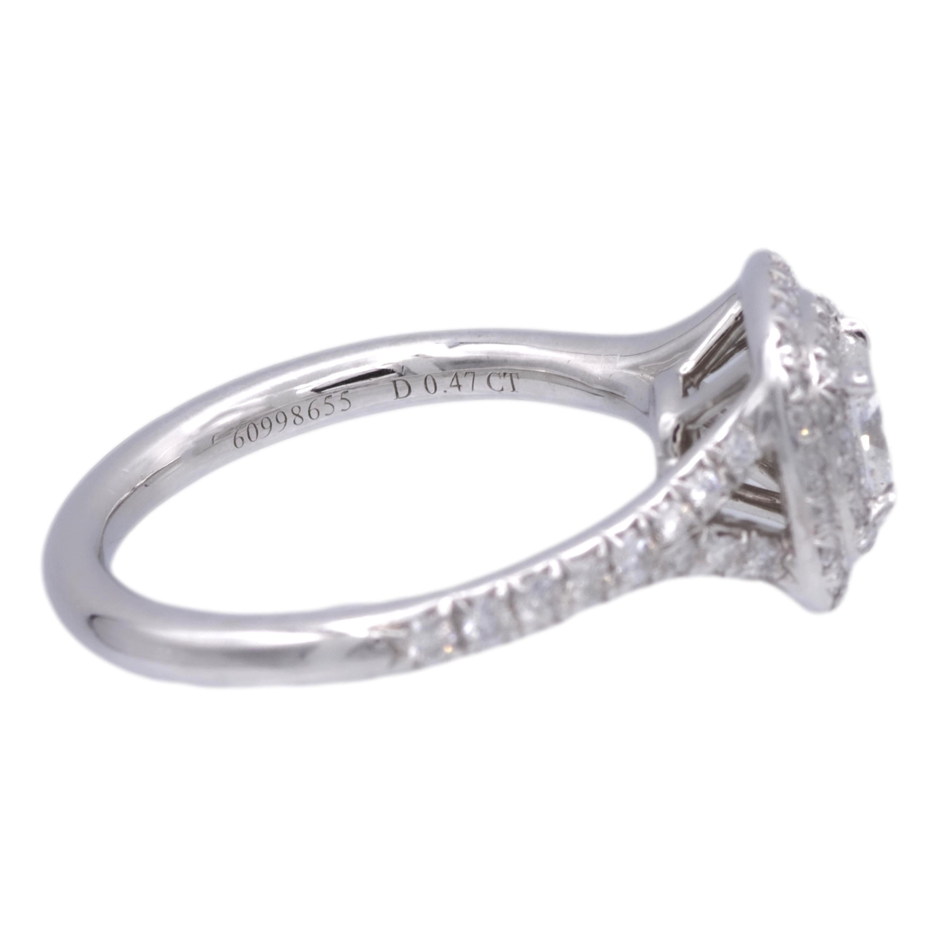 Cushion Cut Tiffany & Co. Soleste Platinum Cushion Diamond Engagement Ring .82ct TW FVS1