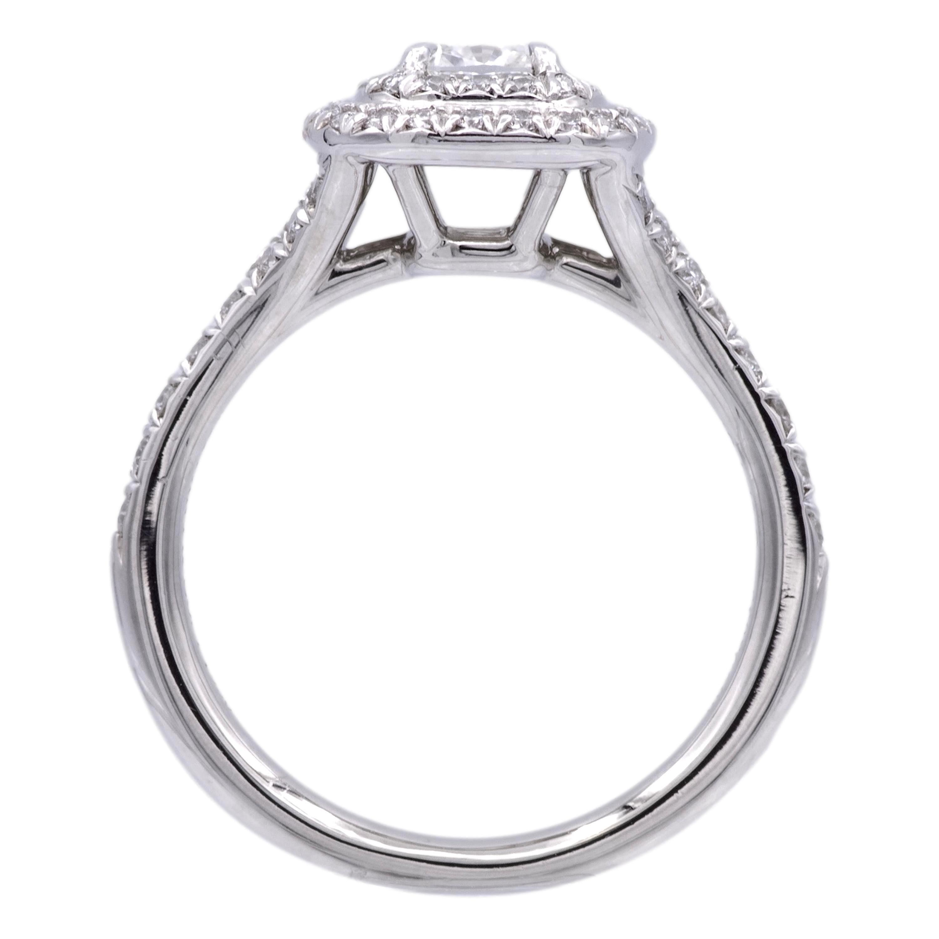 Tiffany & Co. Soleste Platinum Cushion Diamond Engagement Ring .82ct TW FVS1 1