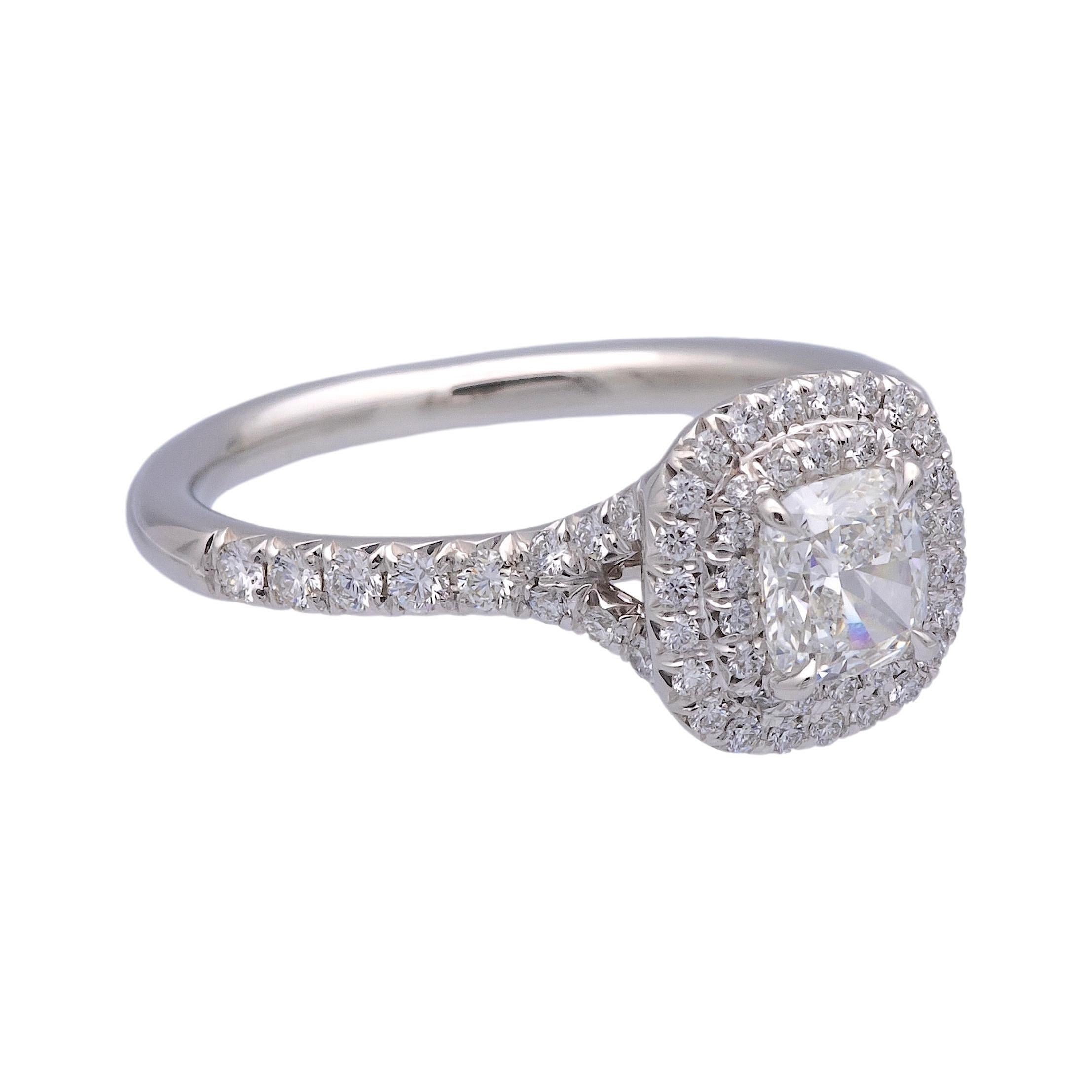 Tiffany & Co. Soleste Platinum Cushion Diamond Engagement Ring .94TW F-G VVS-VS 4