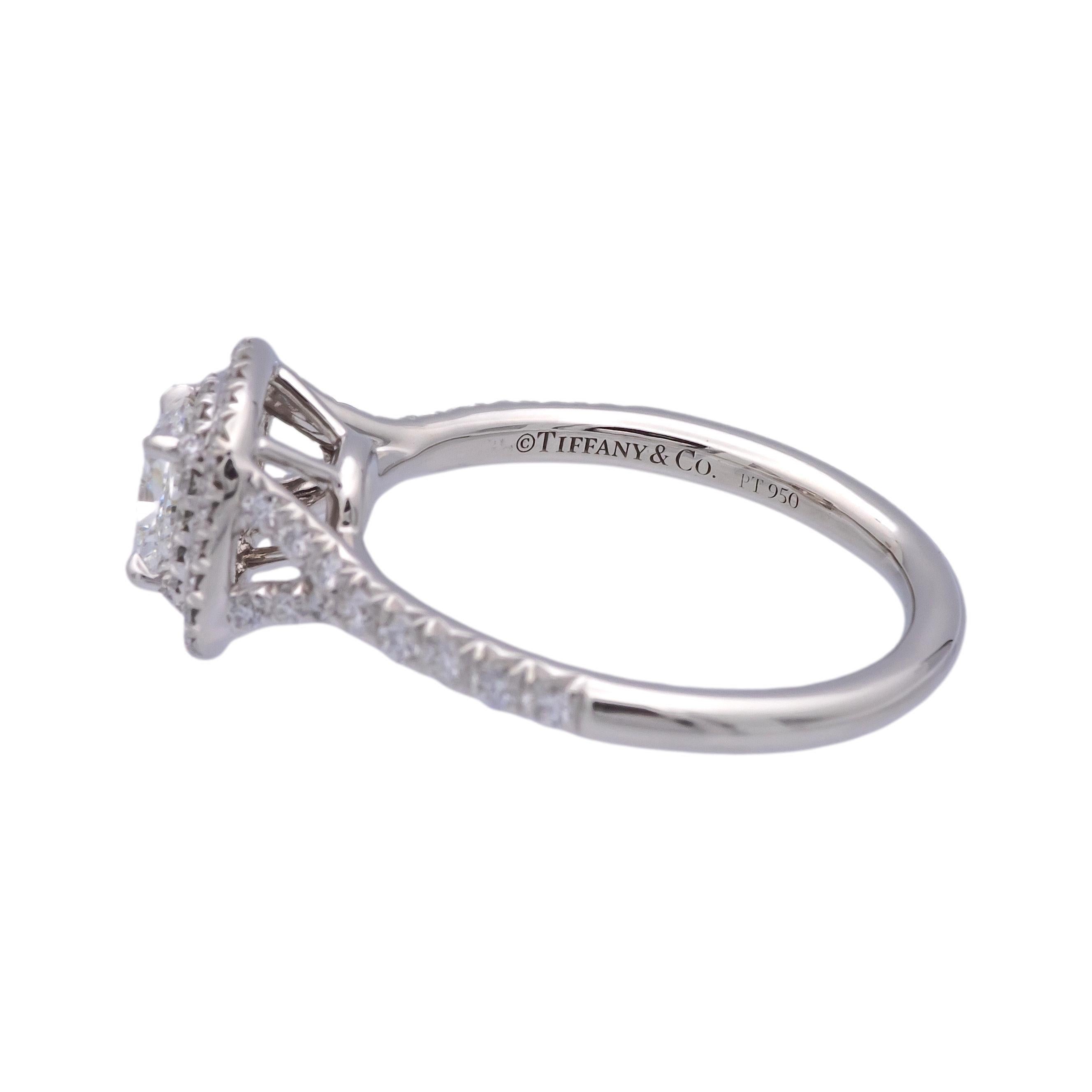 Tiffany & Co. Soleste Platinum Cushion Diamond Engagement Ring .94TW F-G VVS-VS 2