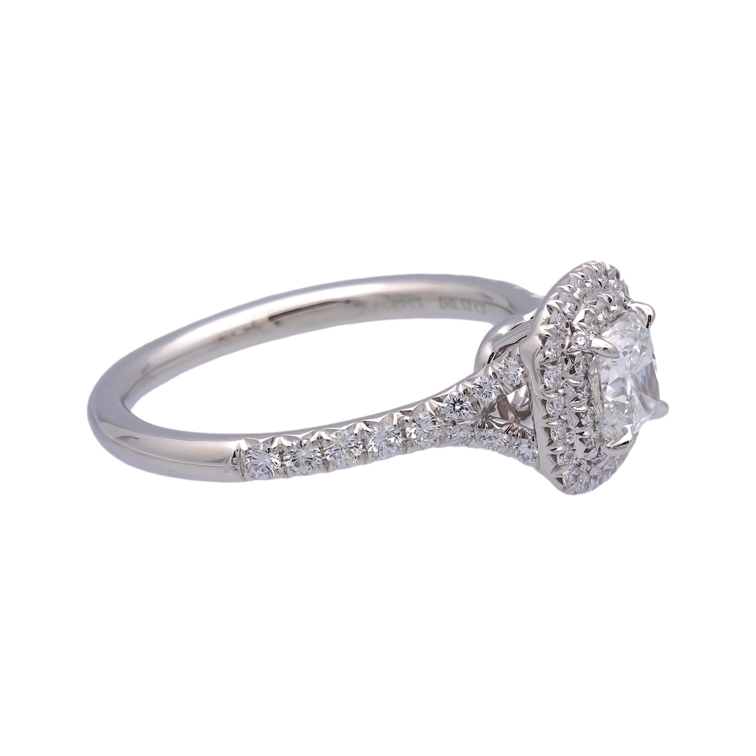 Tiffany & Co. Soleste Platinum Cushion Diamond Engagement Ring .94TW F-G VVS-VS 3