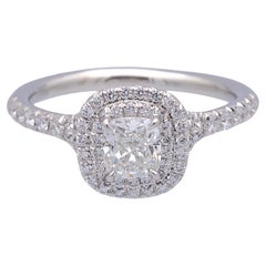 Tiffany & Co. Soleste Bague de fiançailles en platine avec diamant coussin .94TW F-G VVS-VS