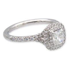 Tiffany & Co. Soleste Platinum Cushion Diamond Engagement Ring .95Cts Ttl
