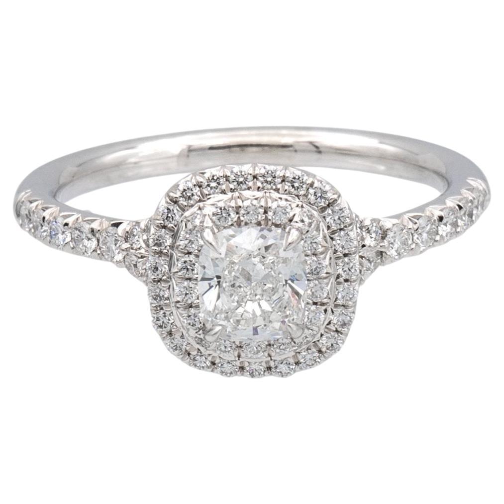 Tiffany & Co. Soleste Platinum Cushion Diamond Engagement Ring .95Cts Ttl