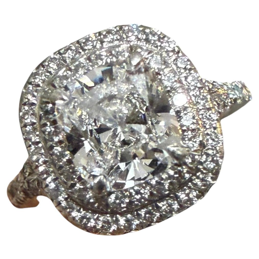 Tiffany & Co. Soleste Anillo de Platino con Doble Halo de Diamantes 1,63 TCW D VS1