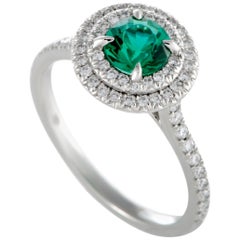 Tiffany & Co. Soleste Platinum Diamond and Tsavorite Ring
