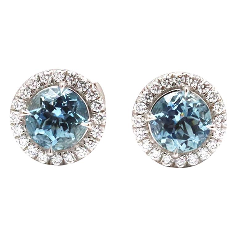 Tiffany & Co. 'Soleste' Platinum Diamond Aquamarine Earrings