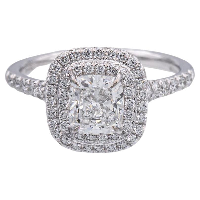 Tiffany & Co. Soleste Platinum Diamond Engagement Ring 1.40Cts Ttl. FVVS2 w/Rece