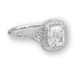 Tiffany & Co. Soleste Platinum Diamond Engagement Ring 1.92 Cts Ttl. IVS1 w/Rec.