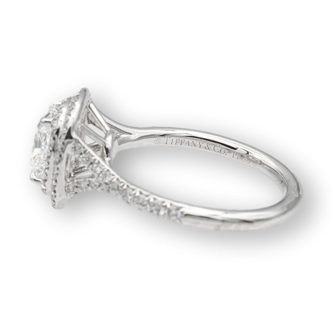 Modern Tiffany & Co. Soleste Platinum Diamond Engagement Ring 1.92 Cts Ttl. IVS1 w/Rec.