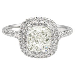 Tiffany & Co. Soleste Platinum Diamond Engagement Ring 1.92 Cts Ttl. IVS1 w/Rec.