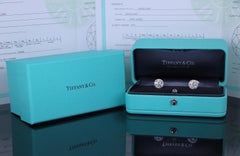 Tiffany & Co. Soleste Platinum Diamond Halo Stud Earrings  2.77 Carats Total