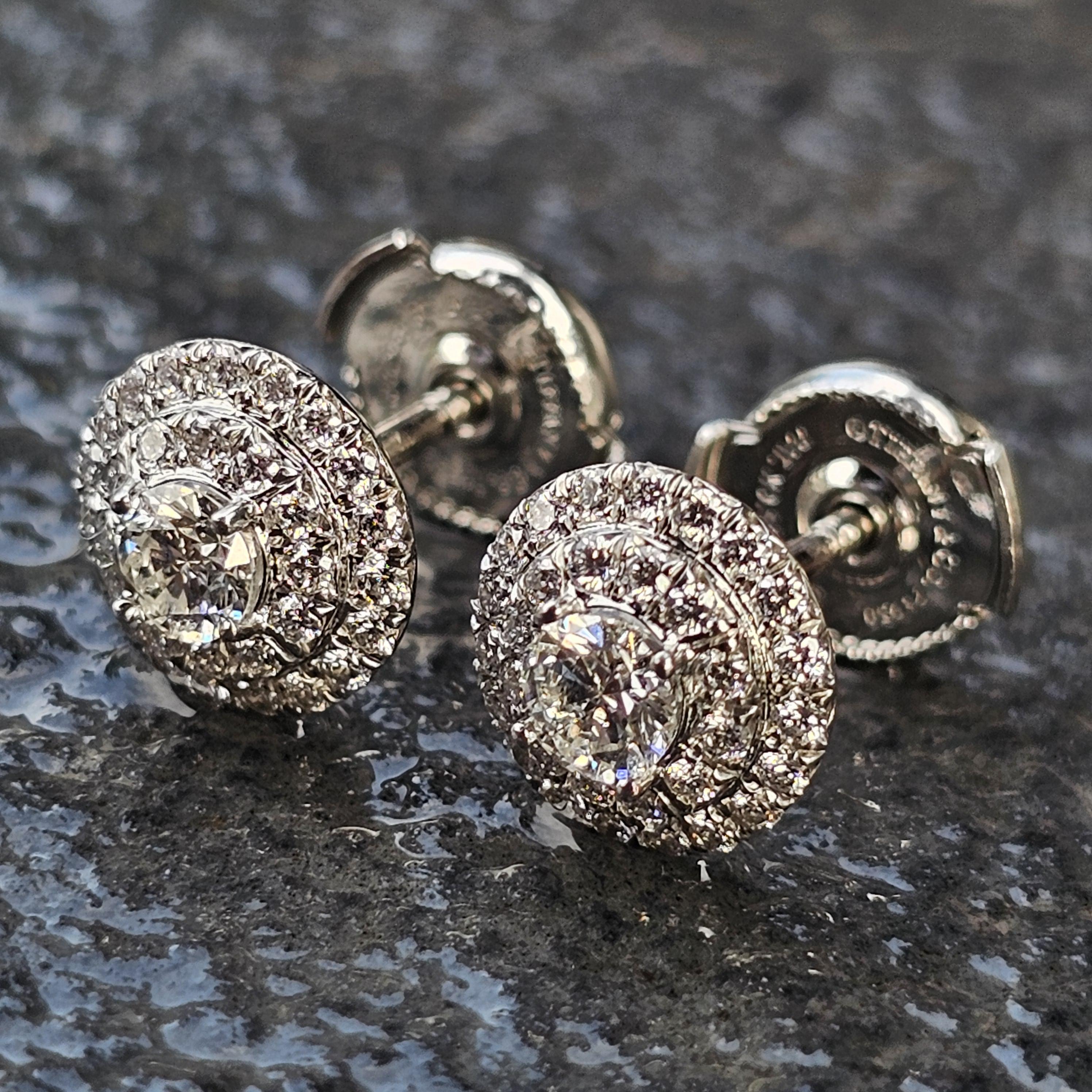 Tiffany & Co. Soleste Platinum Diamond Stud Earrings Large ~1ct Version For Sale 5
