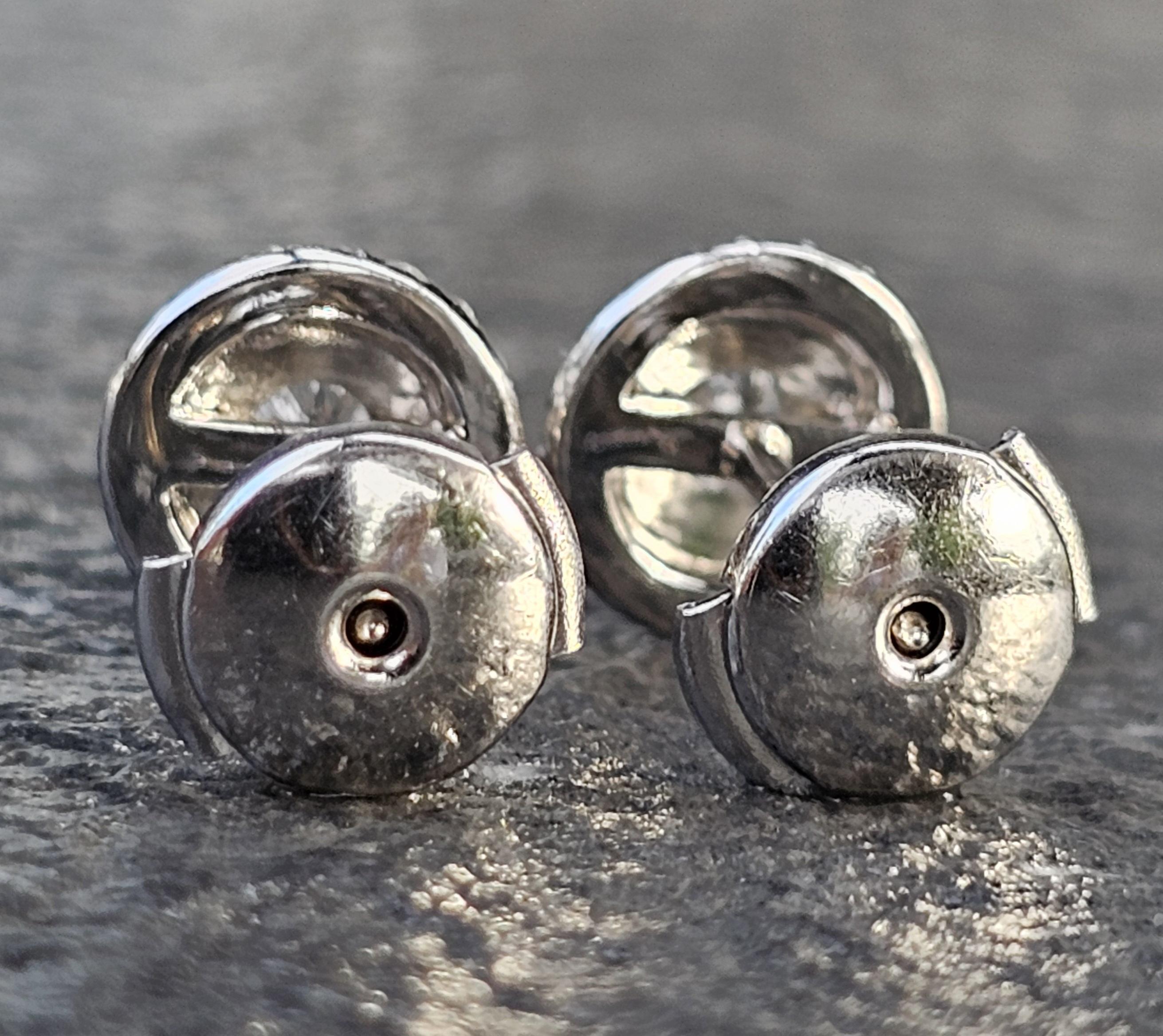 Tiffany & Co. Soleste Platinum Diamond Stud Earrings Large ~1ct Version In Good Condition For Sale In Northbrook, IL