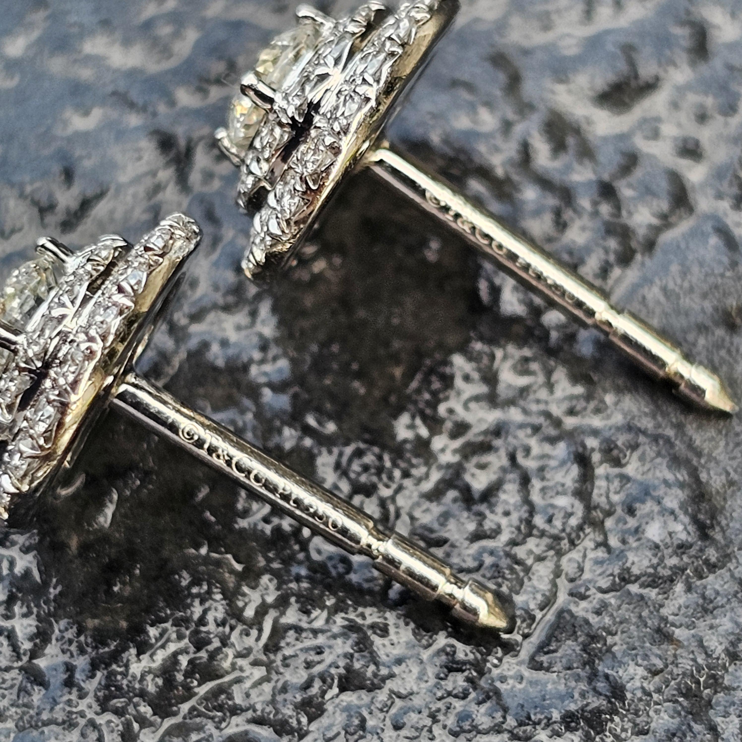 Tiffany & Co. Soleste Platinum Diamond Stud Earrings Large ~1ct Version For Sale 1