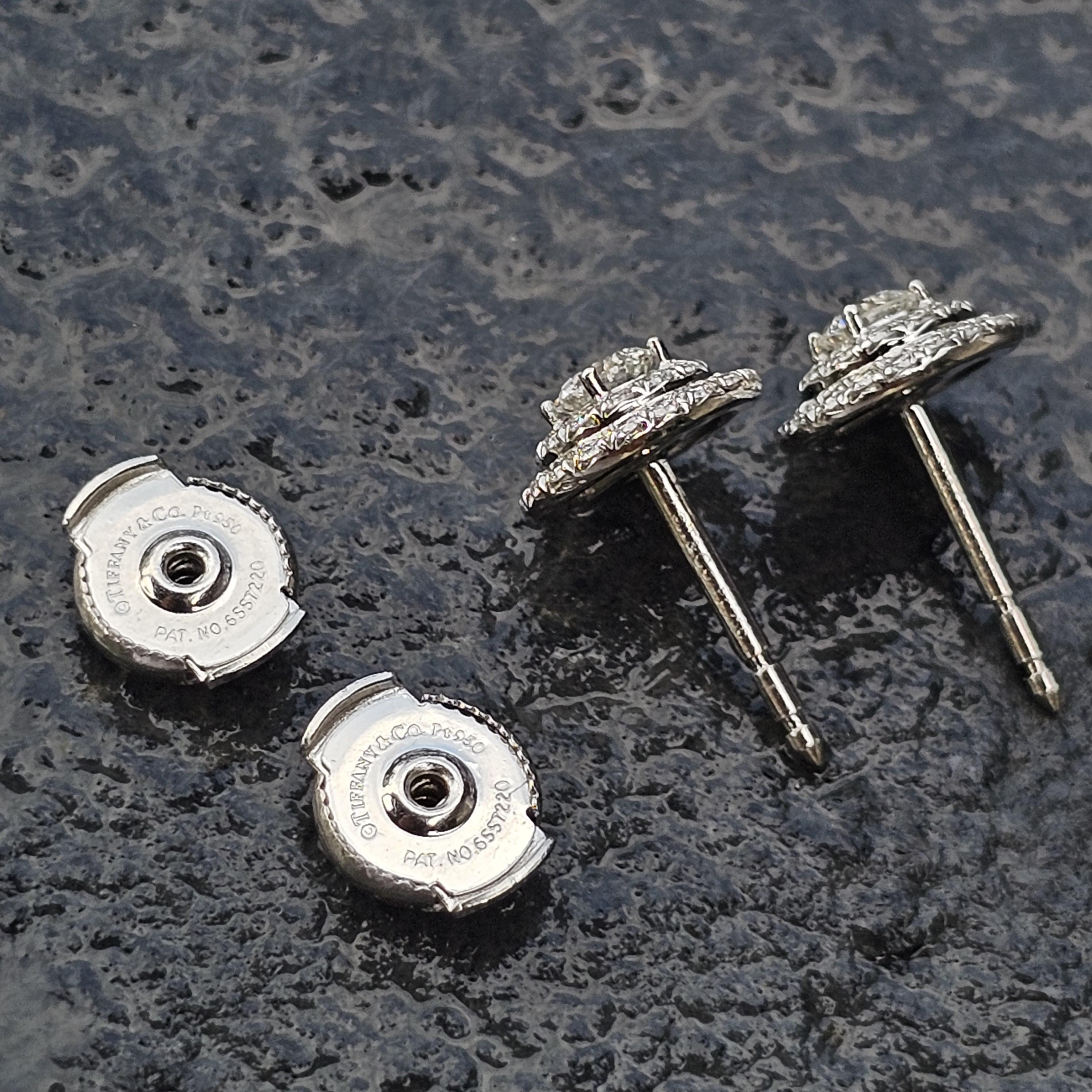 Tiffany & Co. Soleste Platinum Diamond Stud Earrings Large ~1ct Version For Sale 2
