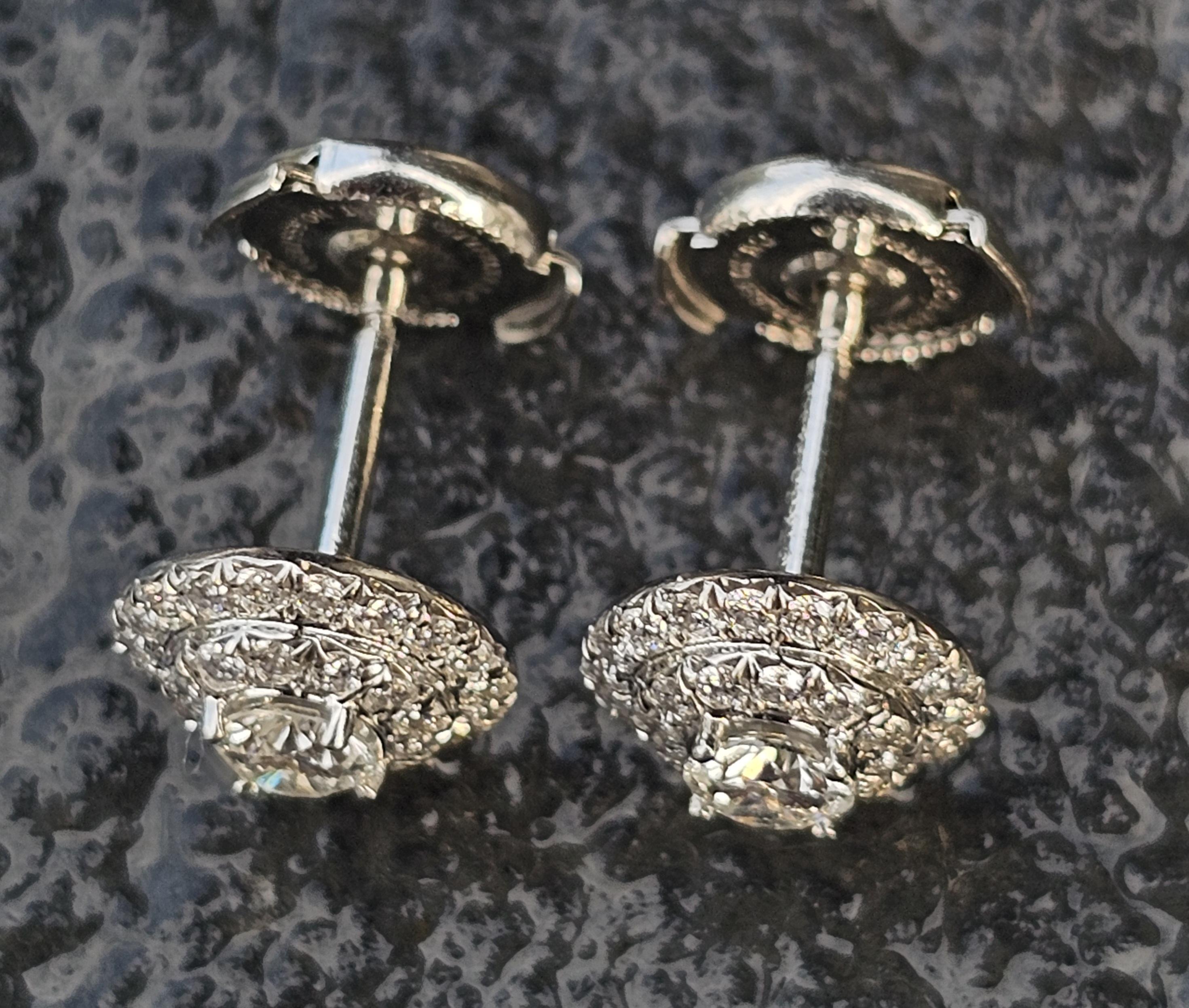 Tiffany & Co. Soleste Platinum Diamond Stud Earrings Large ~1ct Version For Sale 4