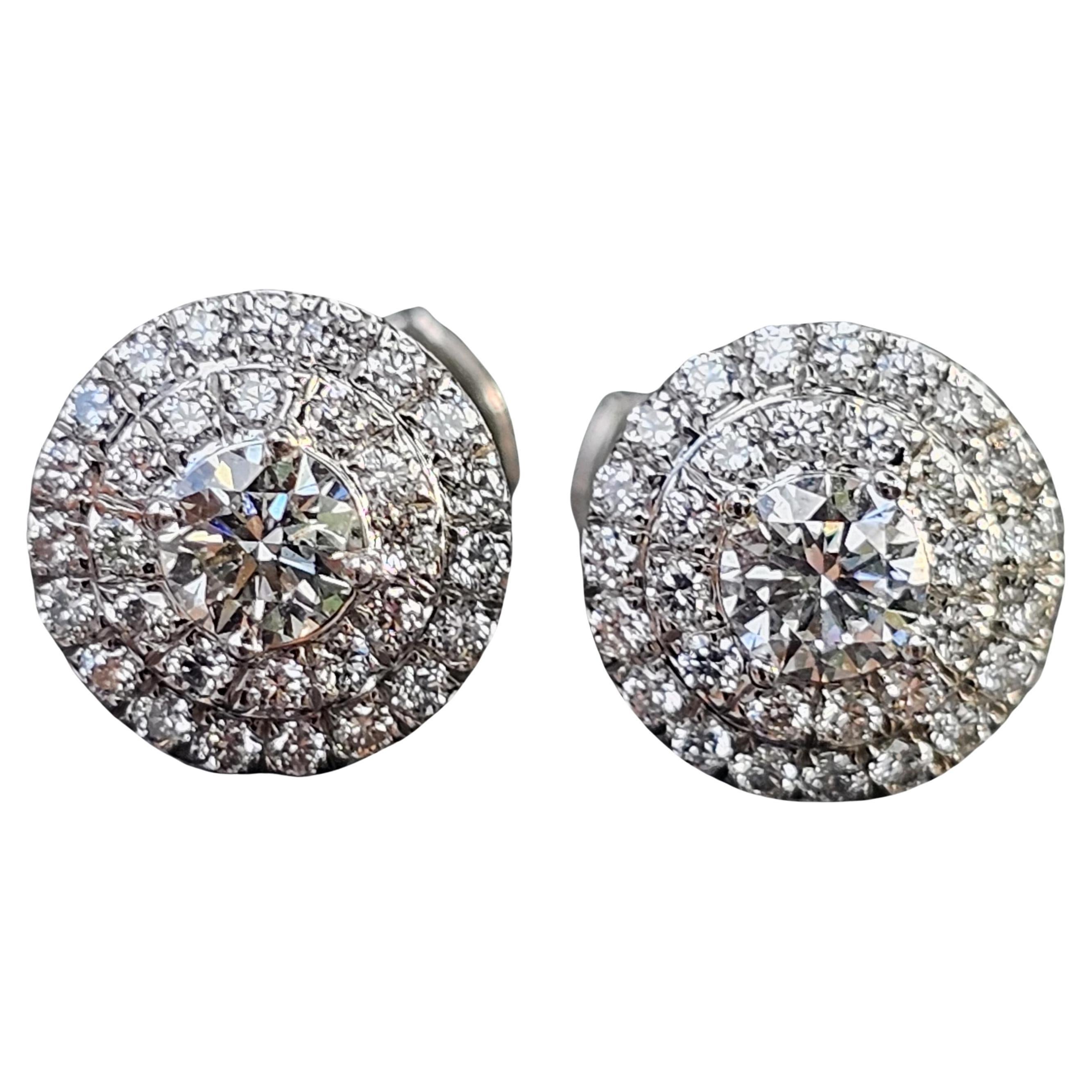 Tiffany & Co. Soleste Platinum Diamond Stud Earrings Large ~1ct Version For Sale