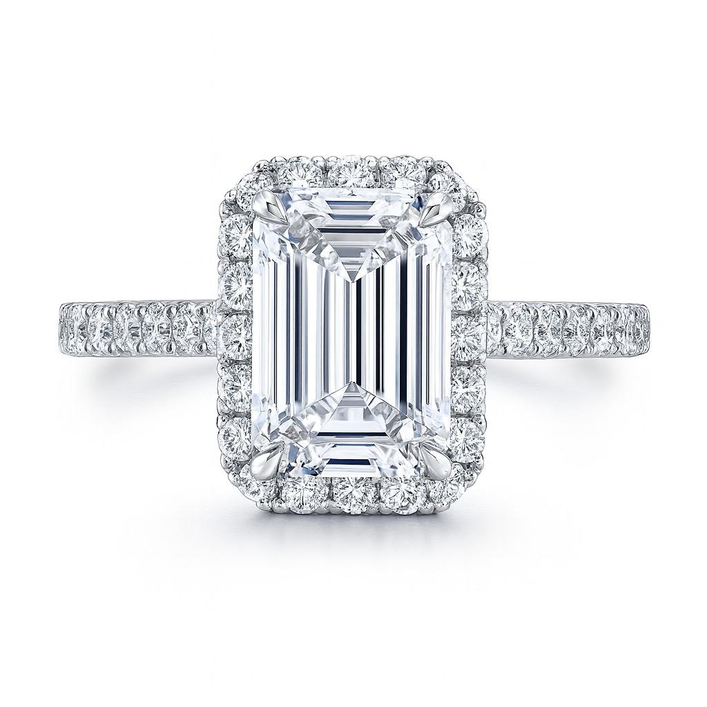 Tiffany & Co. Anello di fidanzamento Soleste in platino con diamanti taglio smeraldo In condizioni ottime in vendita a Chicago, IL