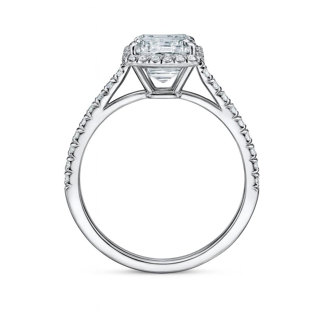 Tiffany & Co. Anello di fidanzamento Soleste in platino con diamanti taglio smeraldo in vendita 1