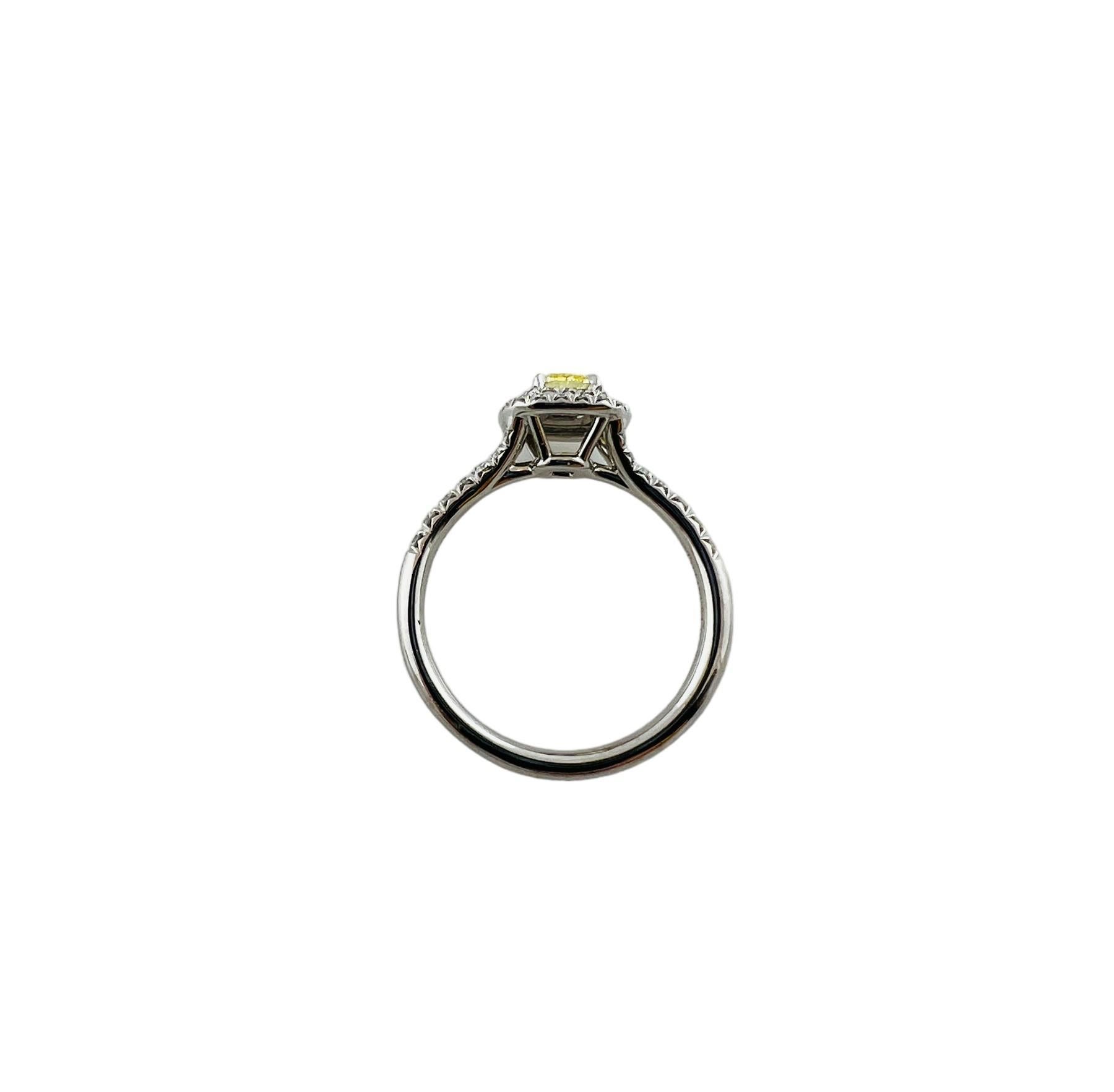 Tiffany & Co. Soleste Platinum Fancy Yellow Diamond Halo Ring #15749 1