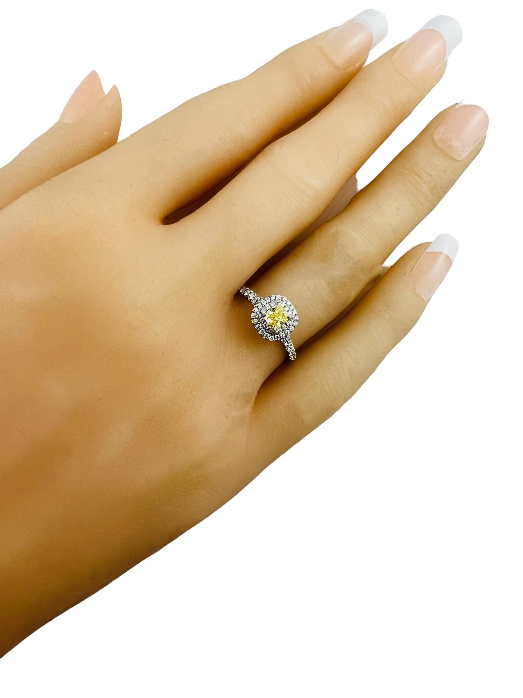 Tiffany & Co. Soleste Platinum Fancy Yellow Diamond Halo Ring #15749 2