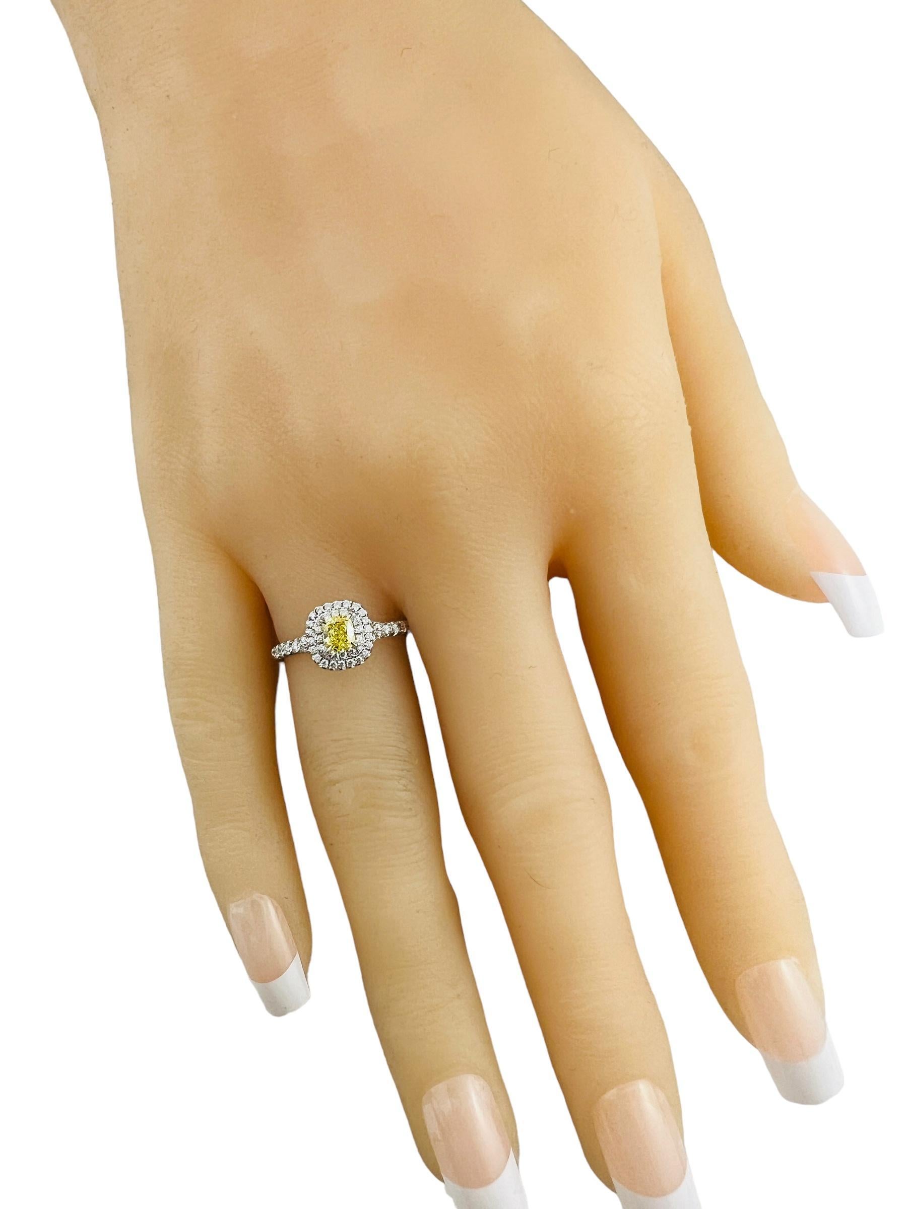 Tiffany & Co. Soleste Platinum Fancy Yellow Diamond Halo Ring #15749 3