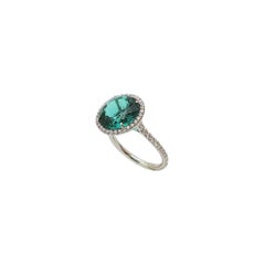 Tiffany & Co. 'Soleste' Platinum Blue-Green Tourmaline and Diamond Ring