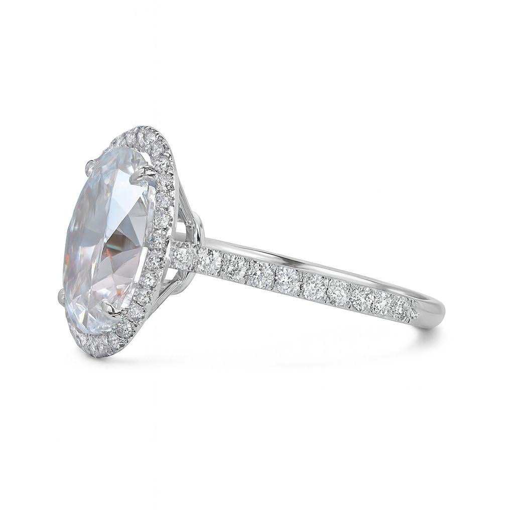 Oval Cut Tiffany & Co. Soleste Platinum Oval Halo Diamond Engagement Ring For Sale