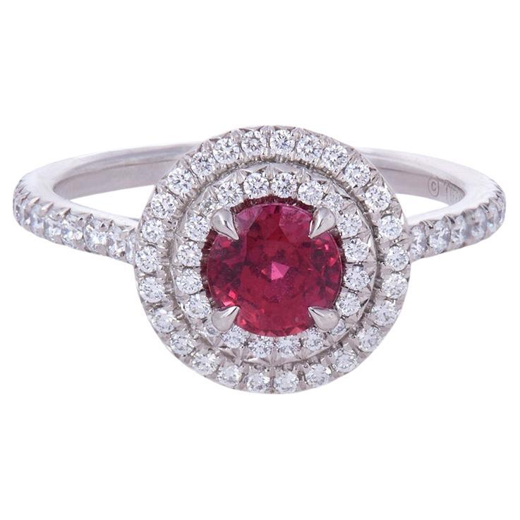Tiffany & Co. 'Soleste' Platinum Ruby and Diamond Ring